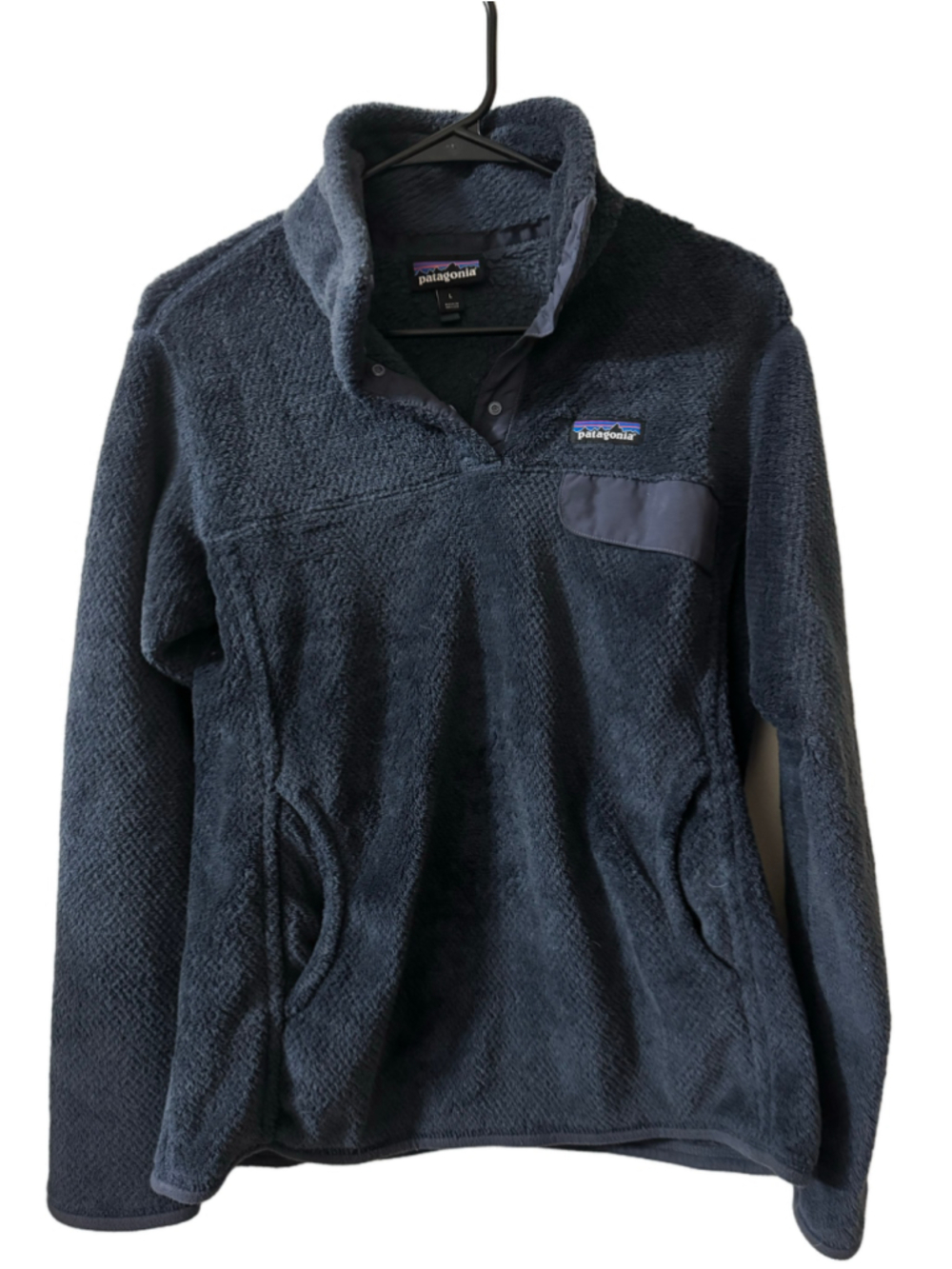 Patagonia Women’s L Re-Tool Snap-T Fleece Pullover Navy Blue Polartec Outdoor